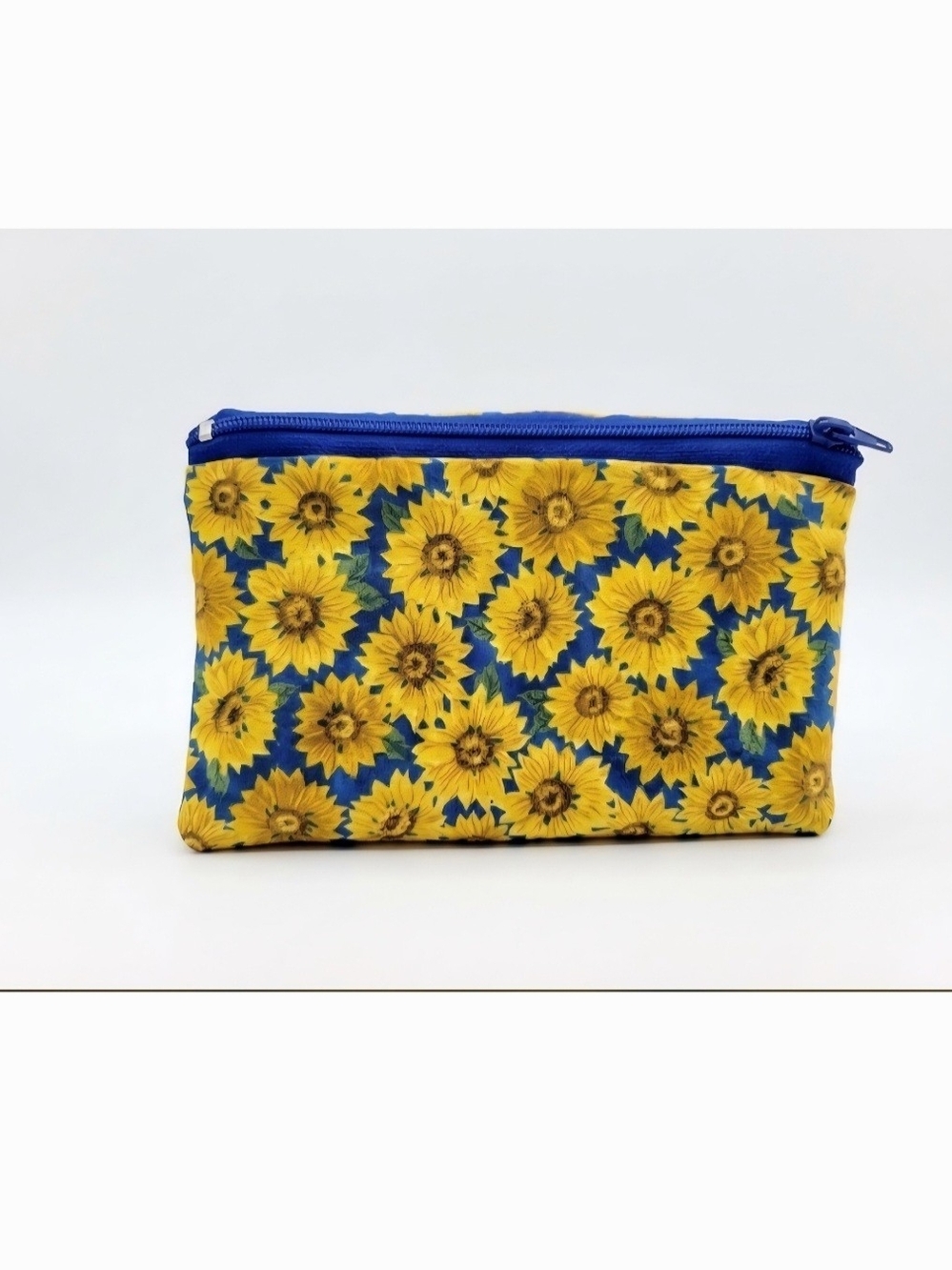 Sunflower Cosmetic Pouch in Yellow & Blue Like New